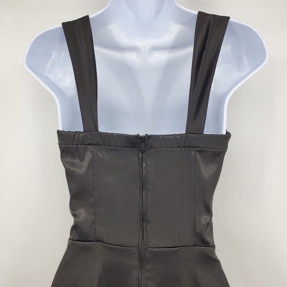 Vintage Ruby Rox Black Satin Y2K Witchy Whimsigoth Square Neck Mini Dress 3 - Picture 7 of 7